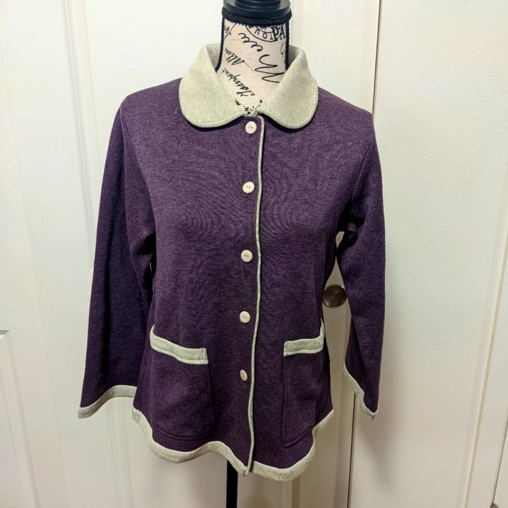 Purple button-up cardigan